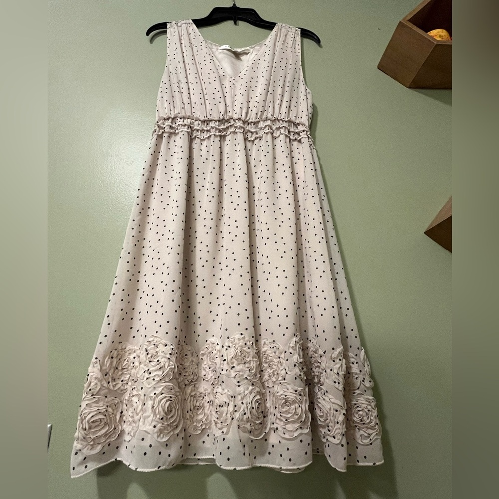 Cream & Black polka dot dress size L (10/12)